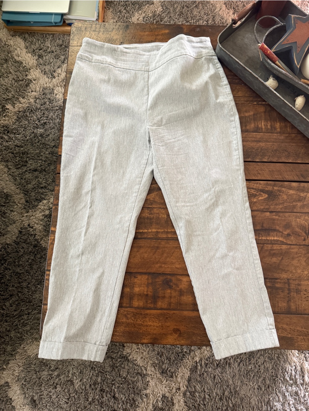 Tribal Light Gray Cropped Dress Pants